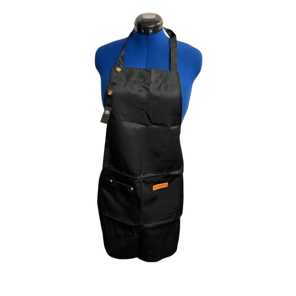 Jing Pin Wei Qun No.1 Apron Unisex Black  Pockets Adjustable Neck Strap